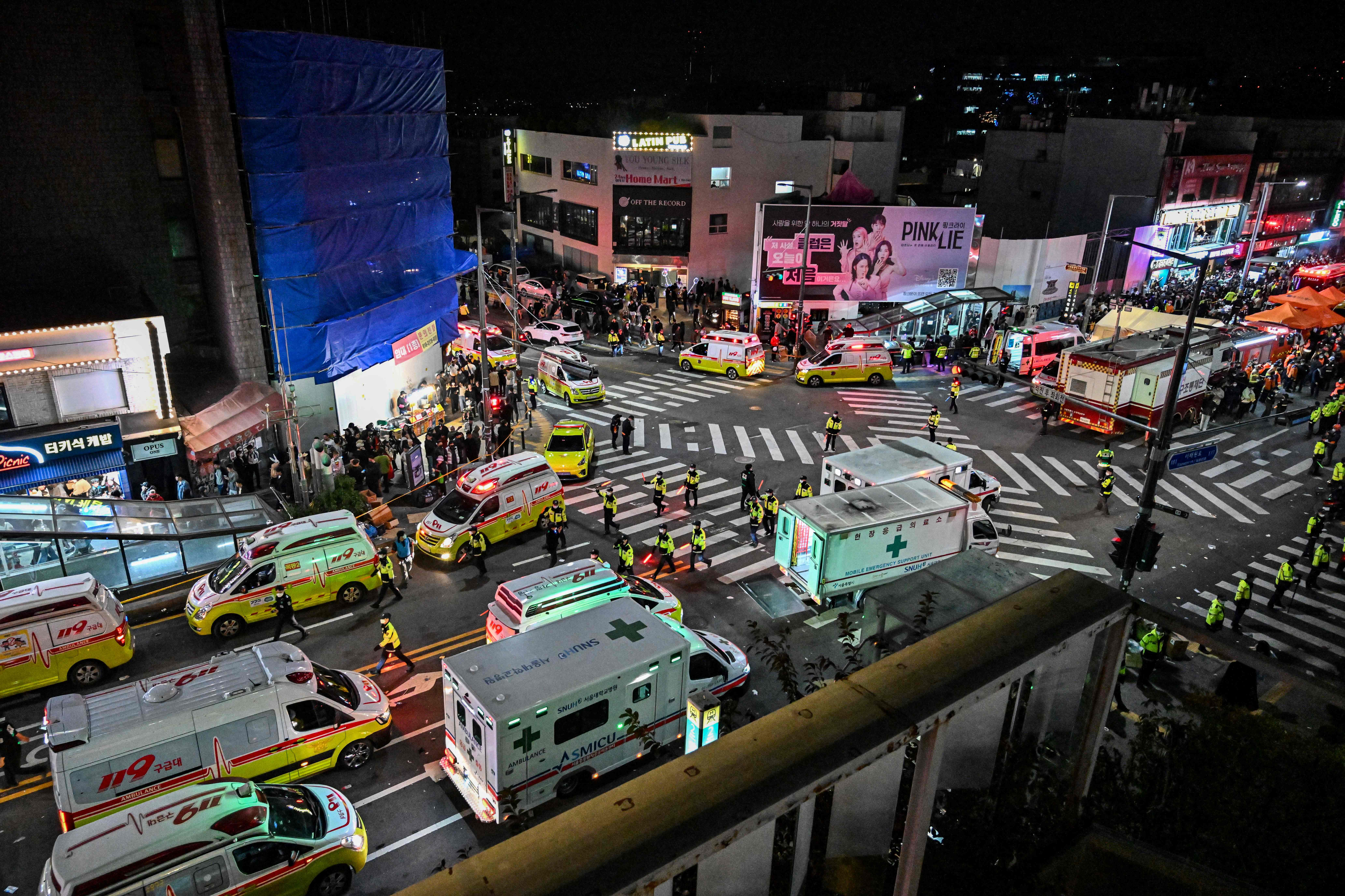 A view of the Itaewon District in Seoul, South Korea following a crush accident. 
