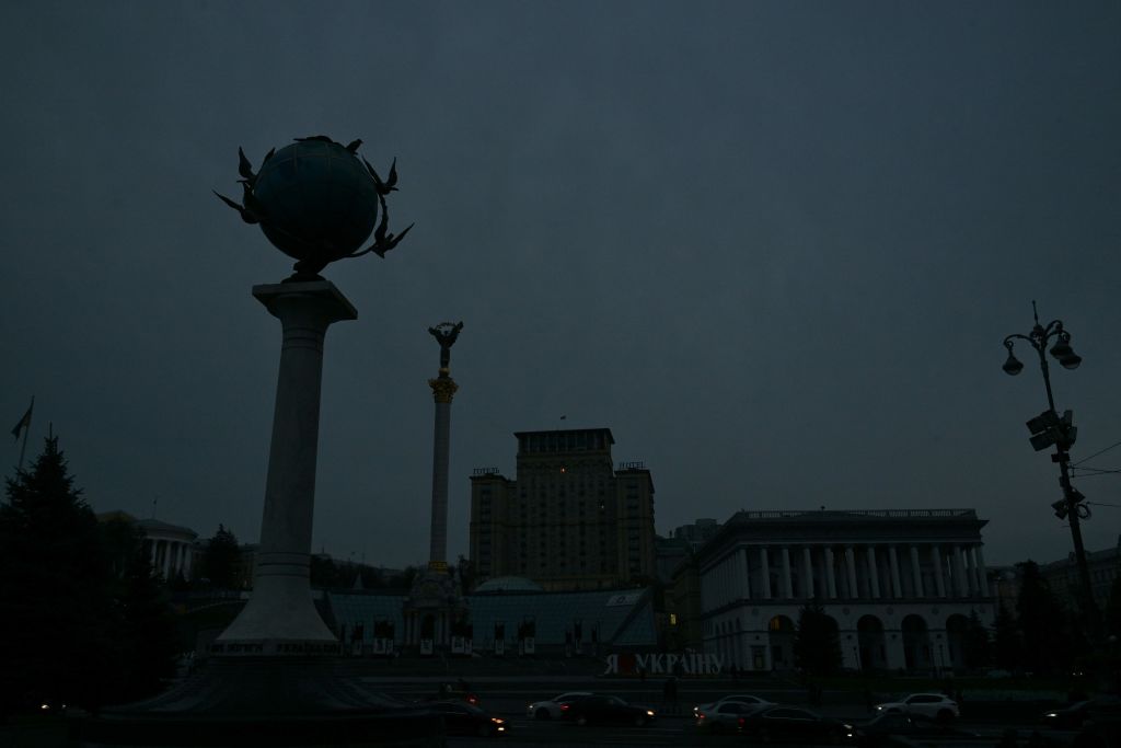 Kyiv independence square in the dark