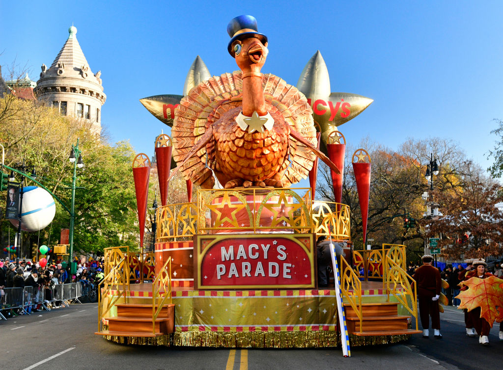 Thanksgiving-themed parade float.
