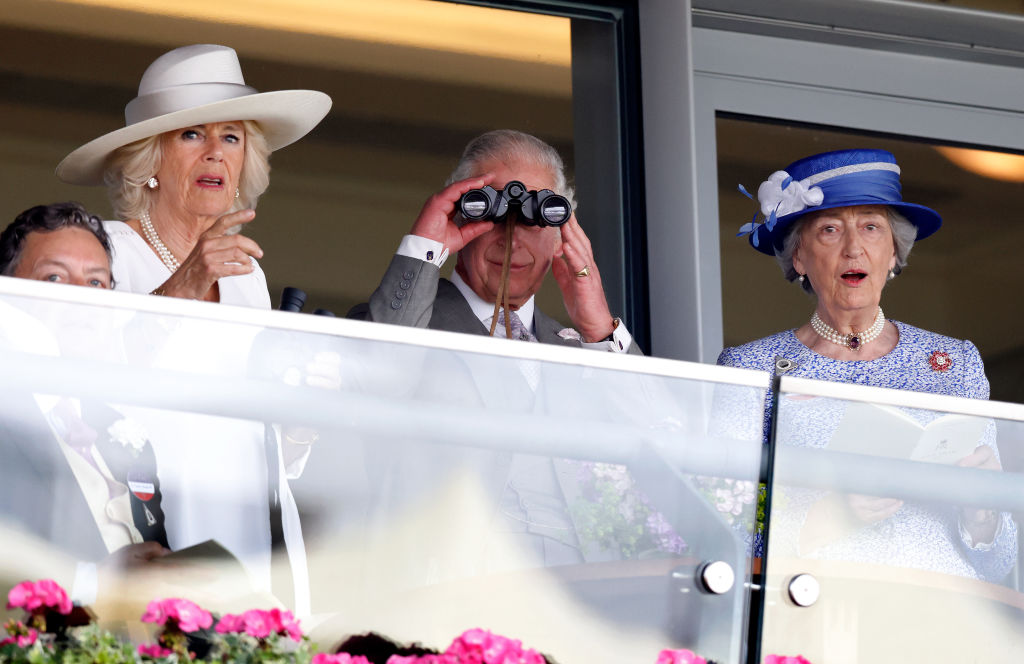 Camilla, King Charles, and Lady Susan Hussey.
