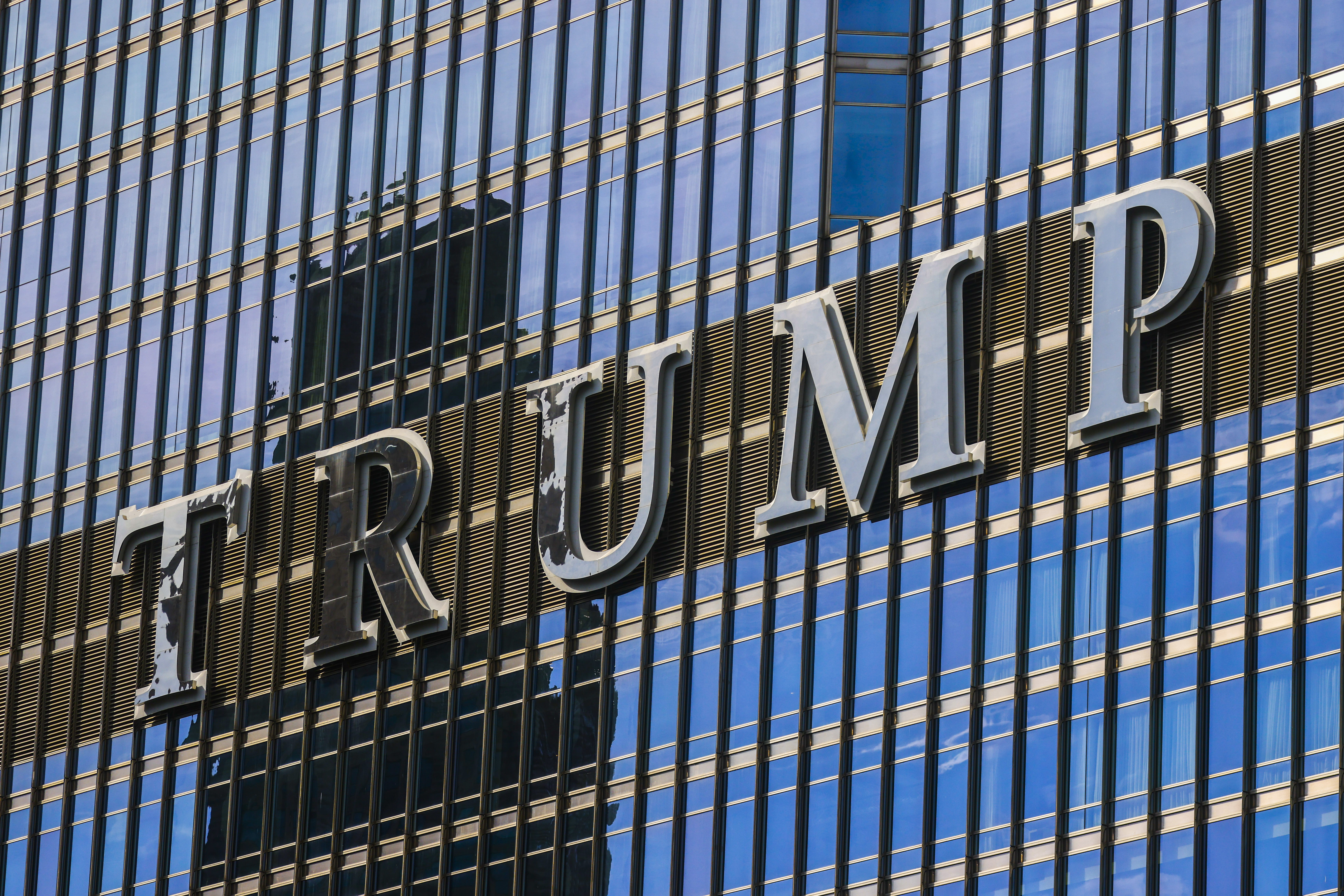 Logo on the Trump International Hotel in Chicago. 