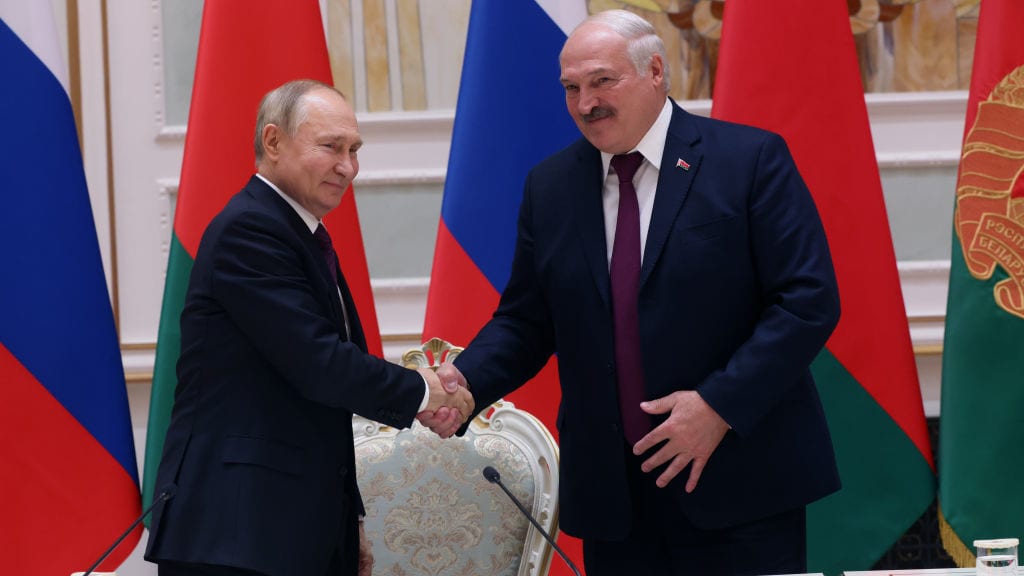 Russian President Vladimir Putin and Belarusian President Alexander Lukashenko.