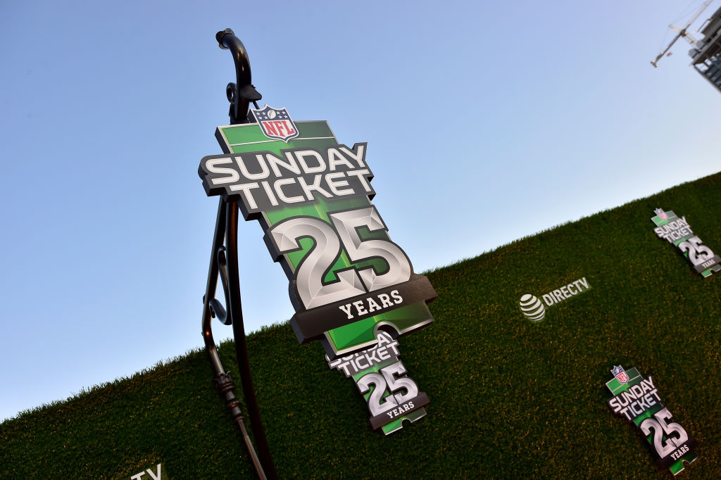 NFL sign celebrating 25 years of &quot;Sunday Ticket.&quot;