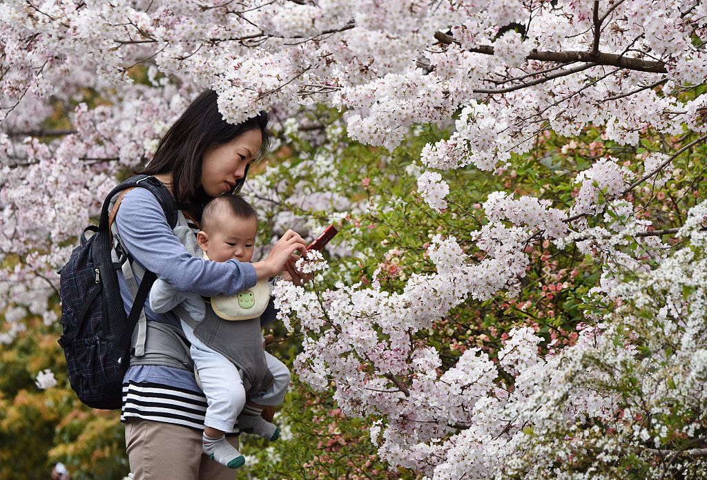 A mother and baby in Japan.