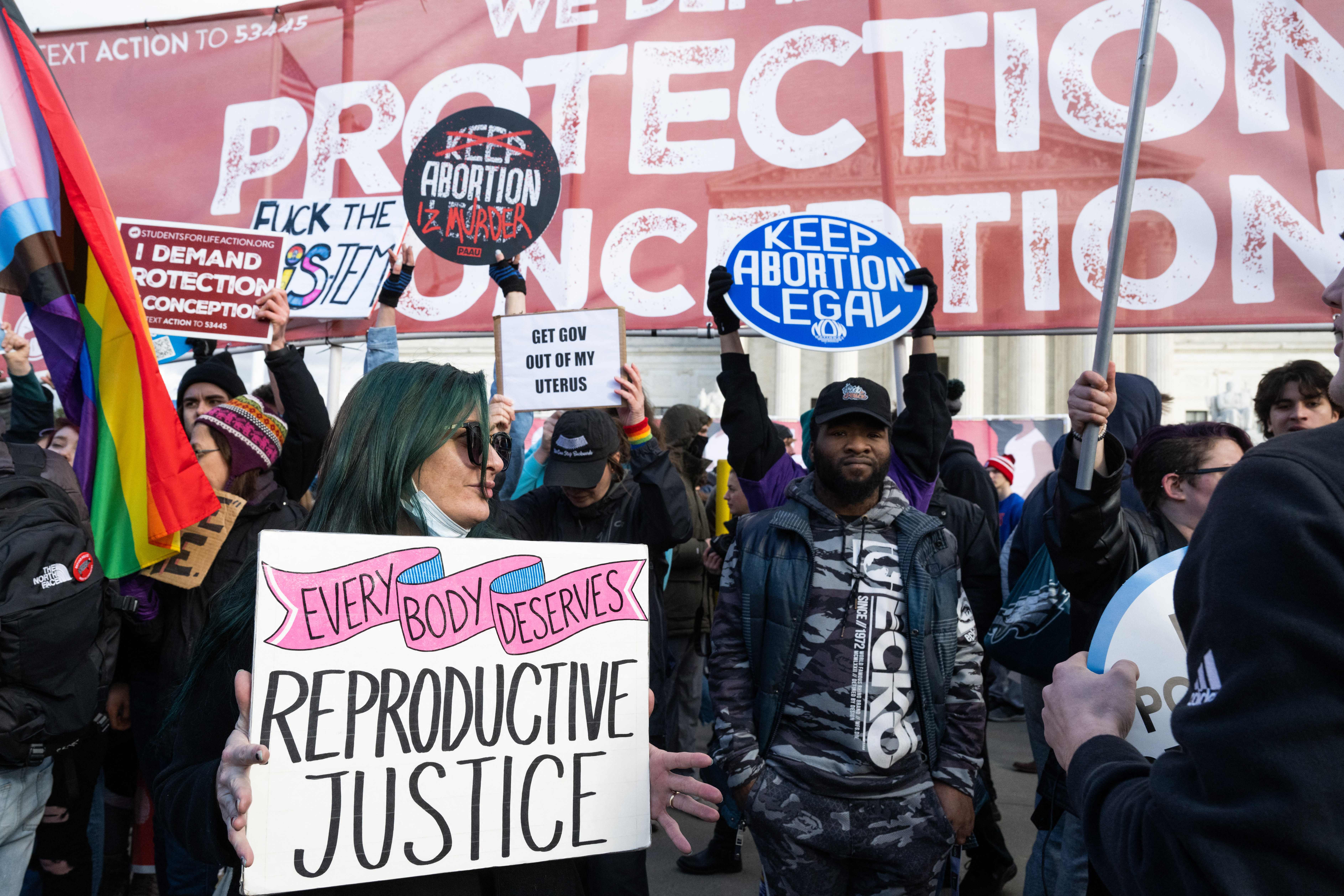 Pro-choice protesters outside of the Supreme Court. 