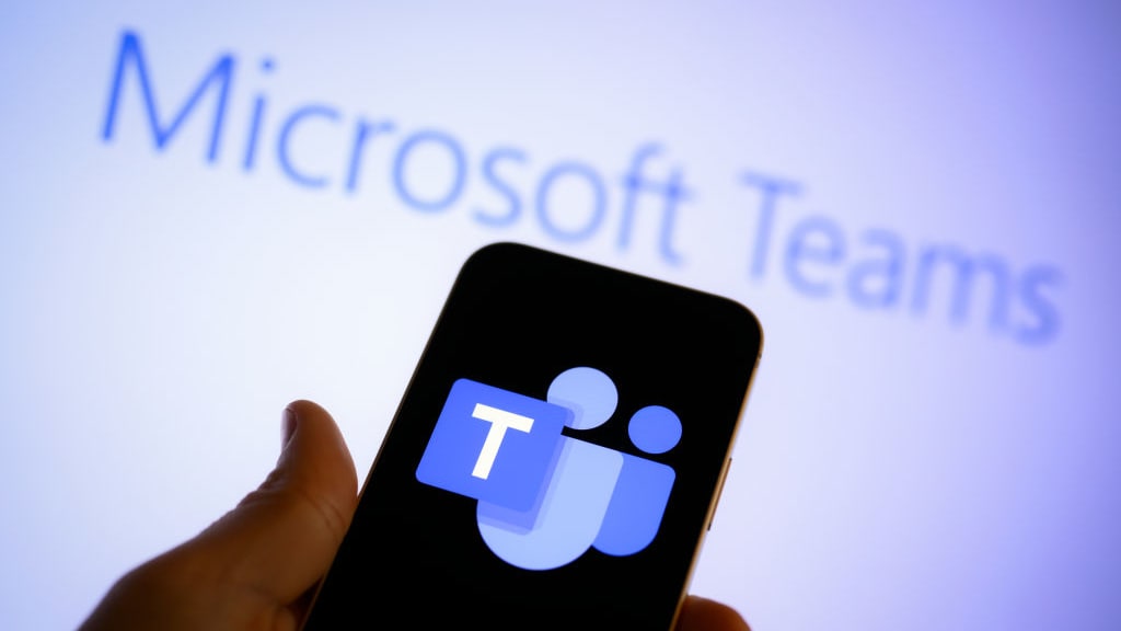 Microsoft Teams logo on phone