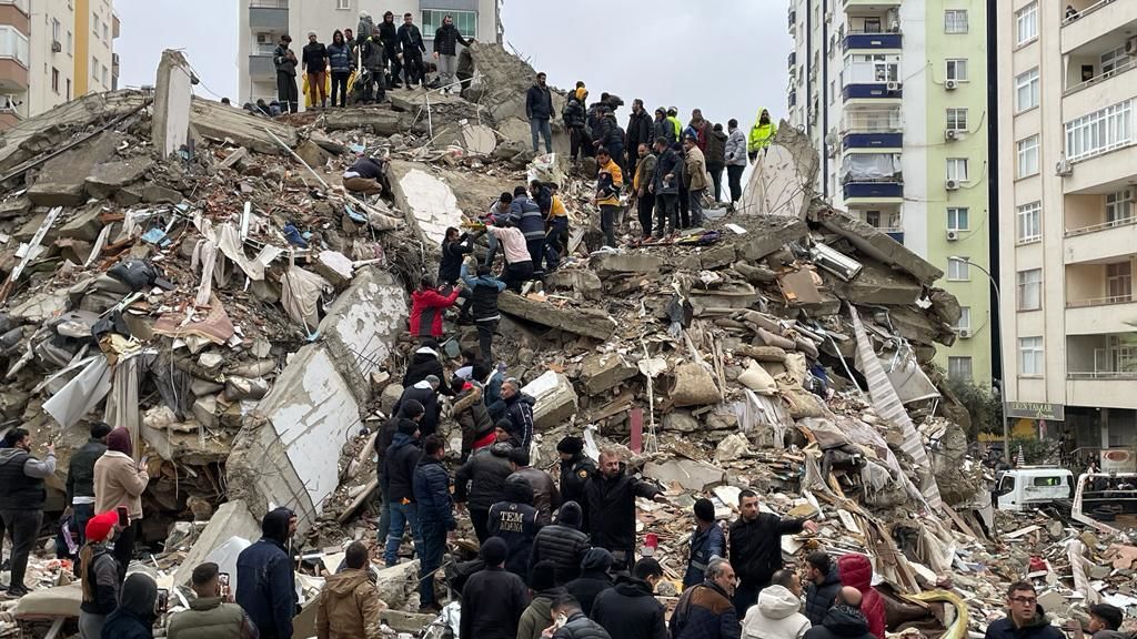 Collapsed building in Adana, Turkey