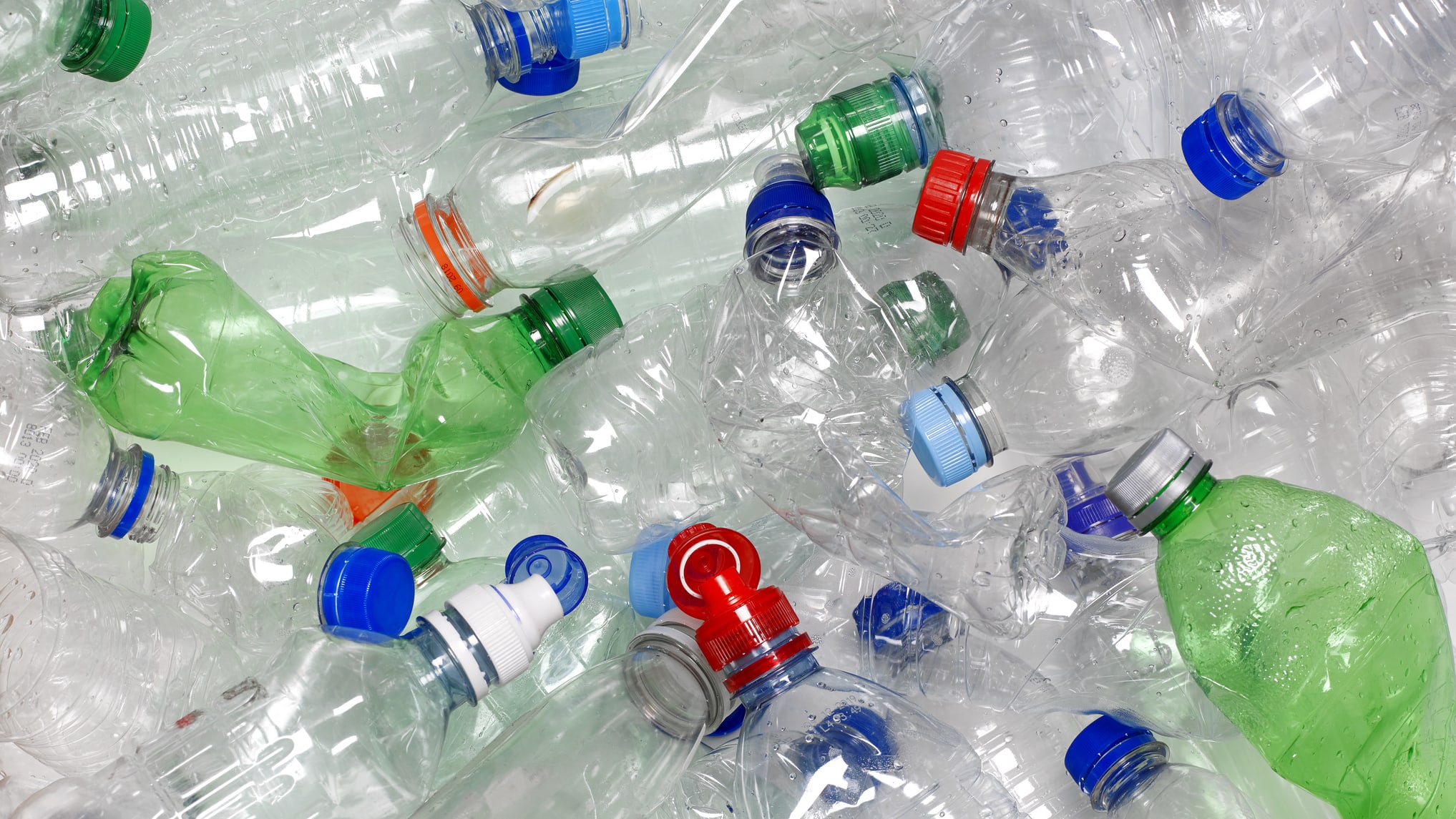 Pile of plastic water bottles.