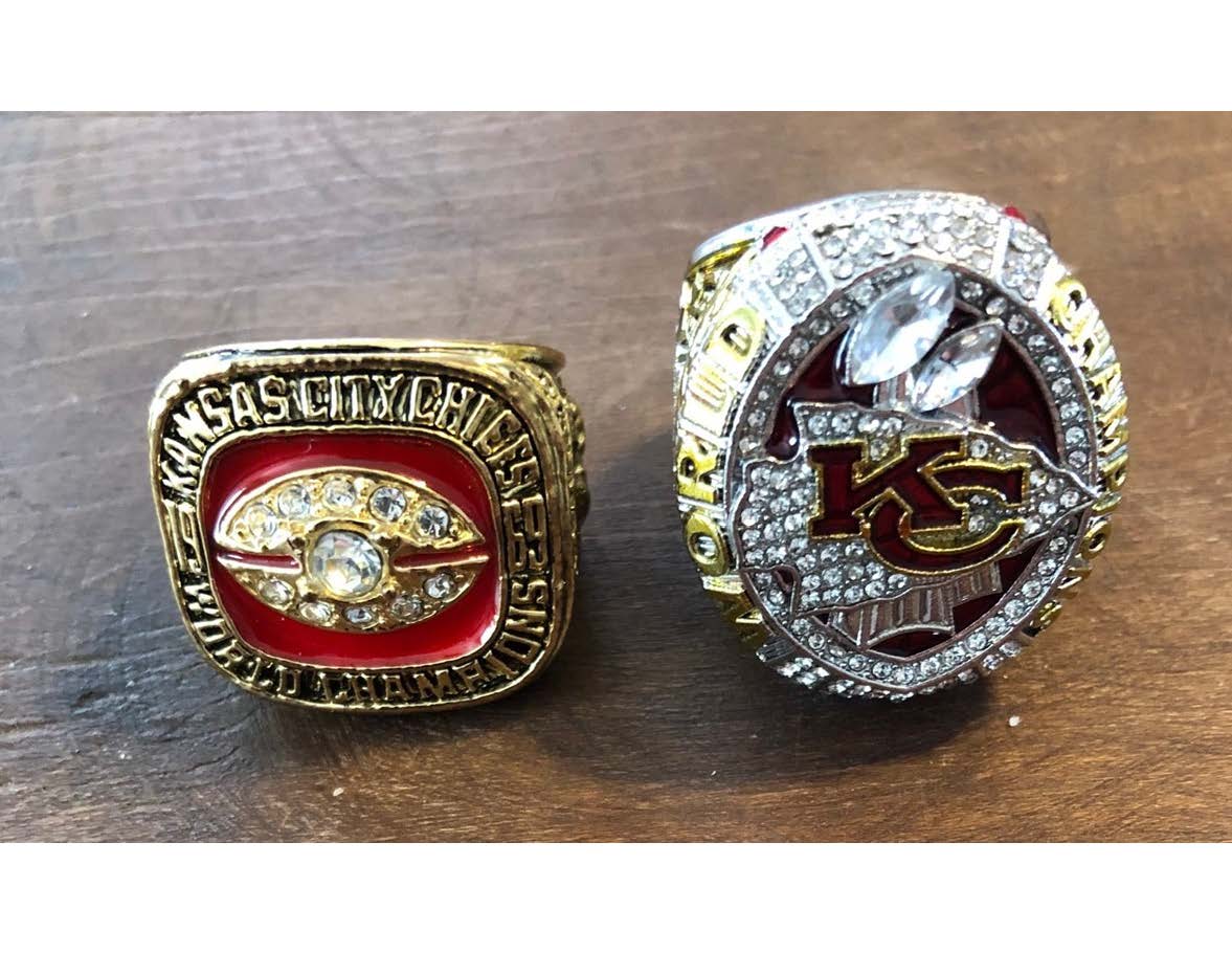 Fake championship rings seized during a raid. 