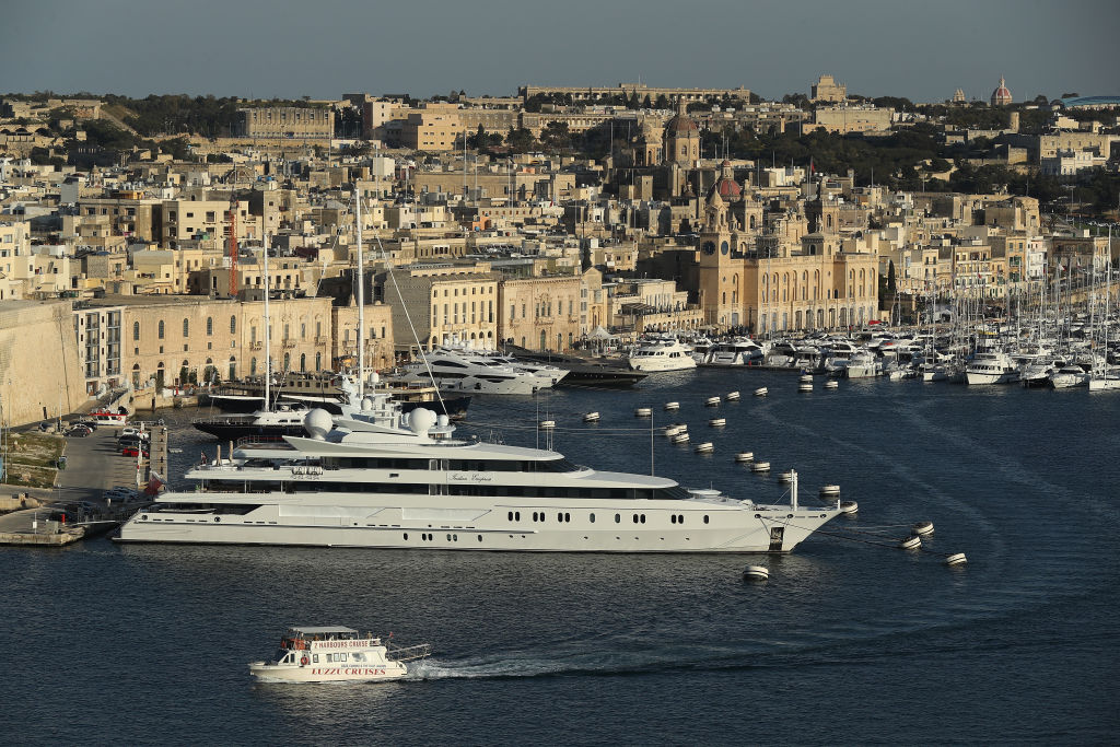 Yachts docked at a marina in Malta. 