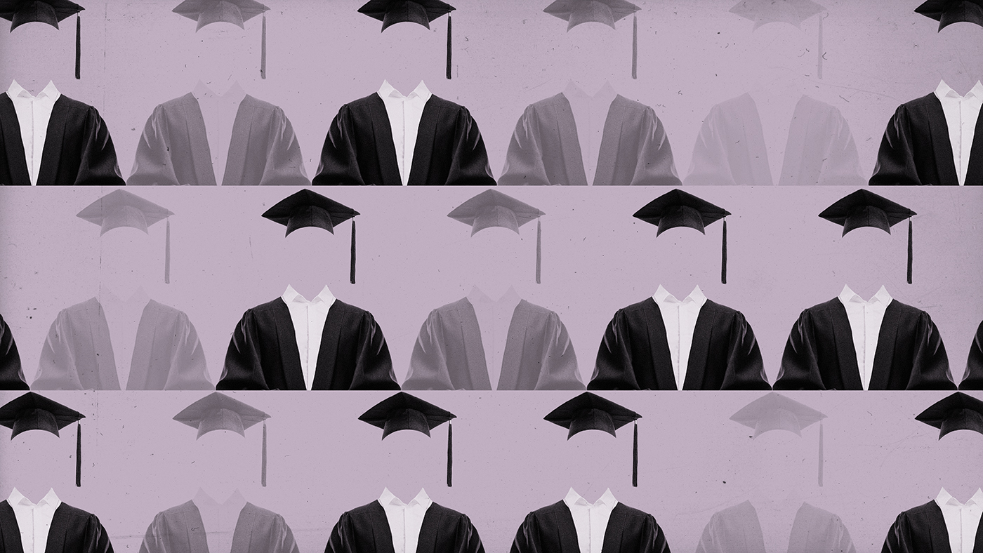 Repeating silhouettes of college graduates