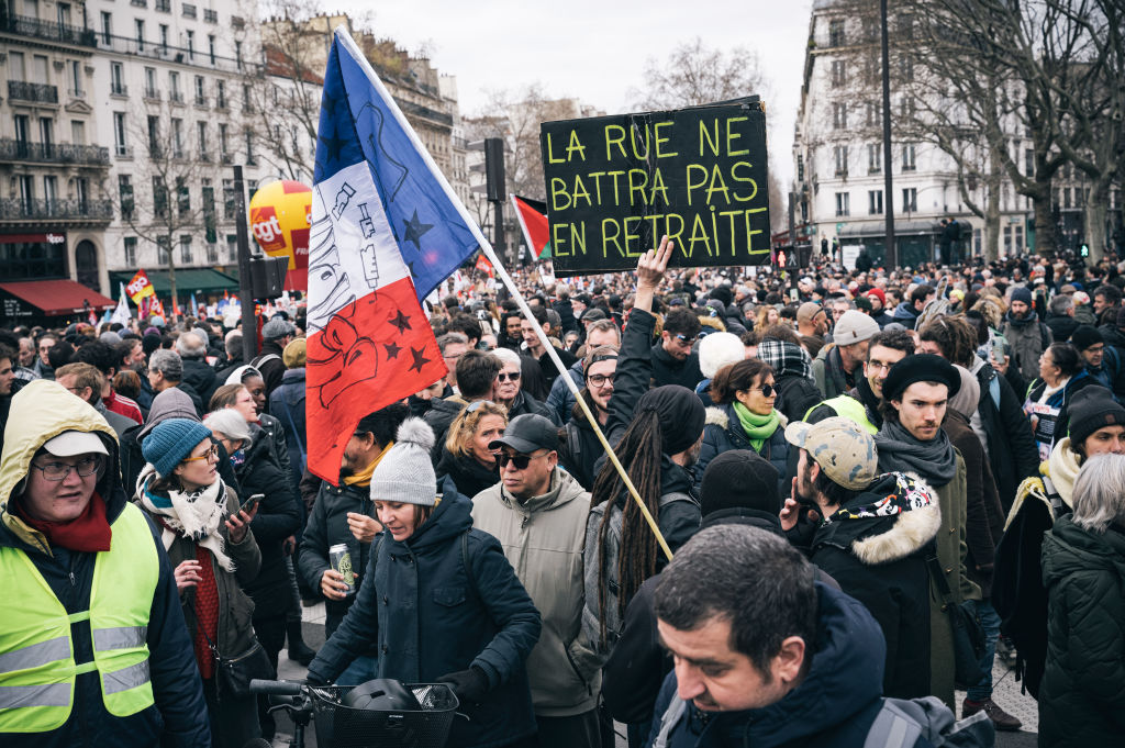 Protests in Paris over proposed pension reforms. 