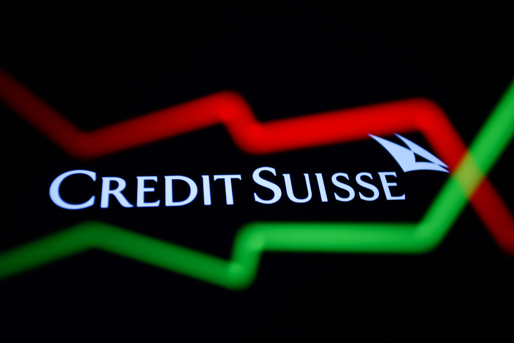 The Credit Suisse logo in an illustration. 