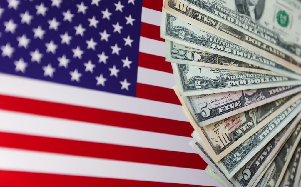 American flag and American cash