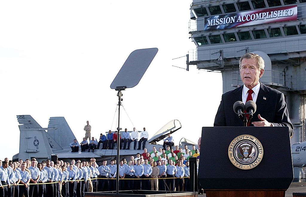President George W. Bush declares victory in Iraq