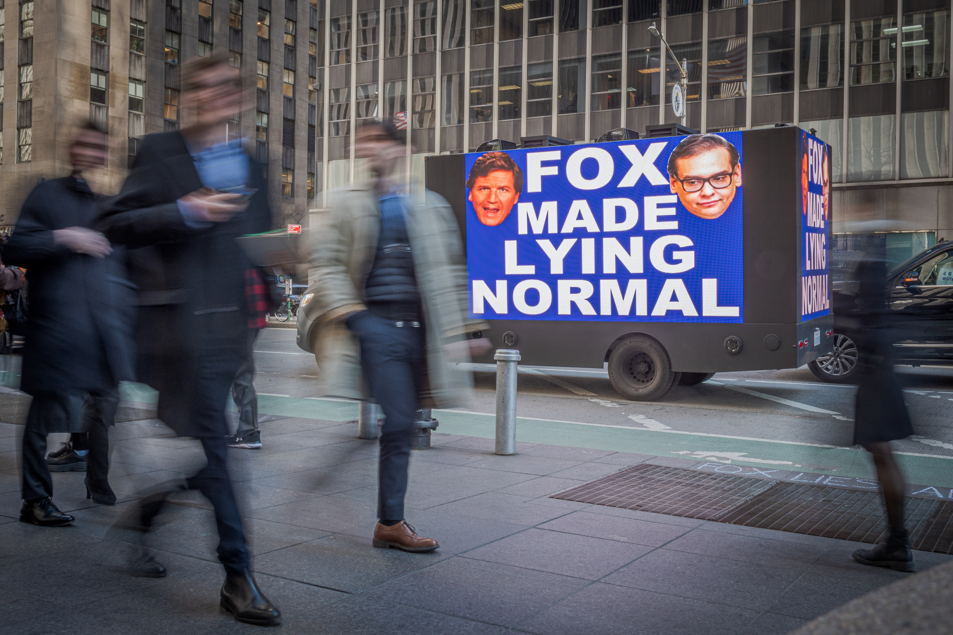 A billboard blasting Fox News in New York
