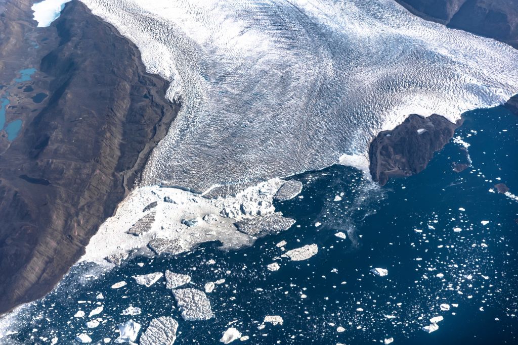 Greenland ice aerial view.