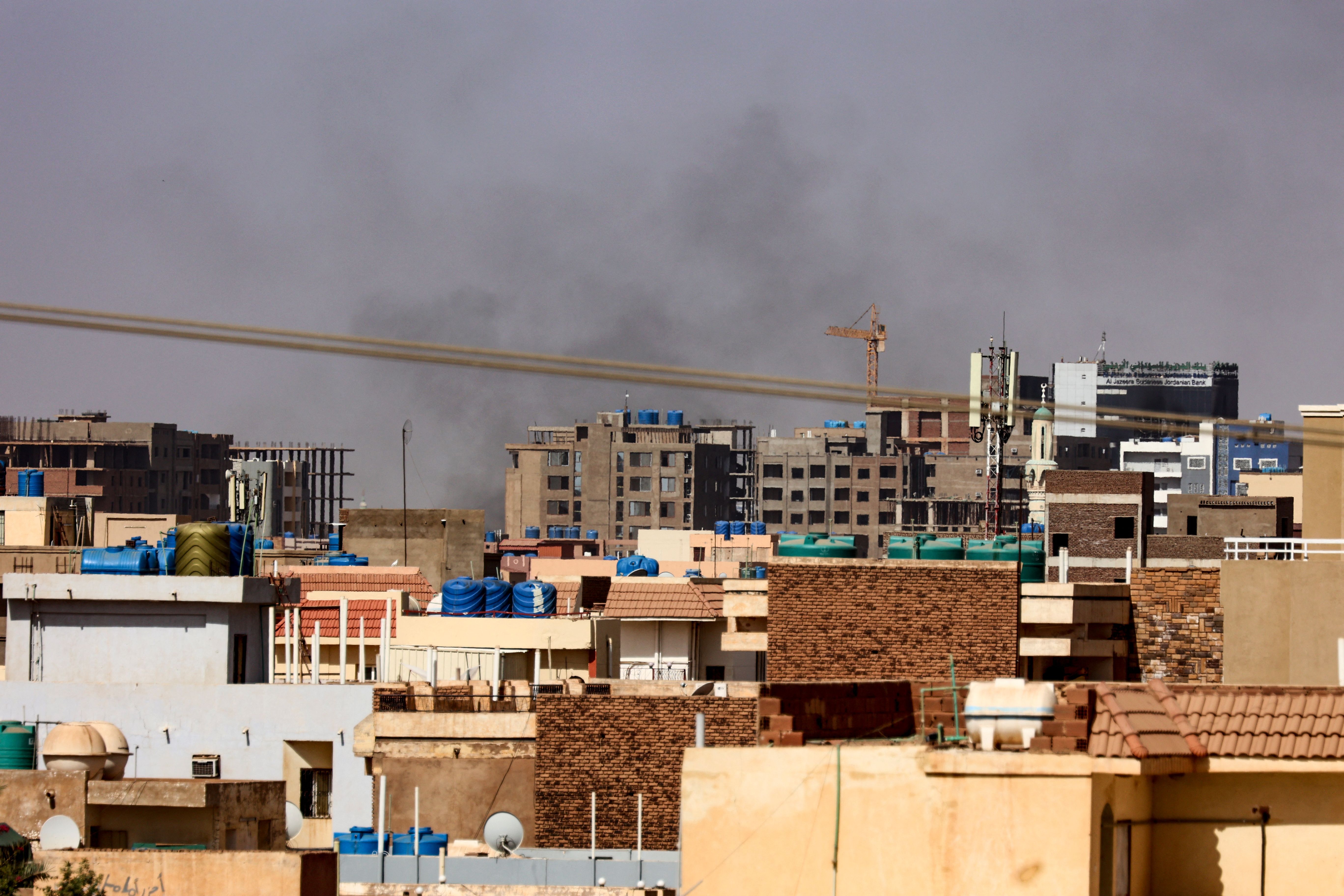 Smoke over the city of Khartoum in Sudan