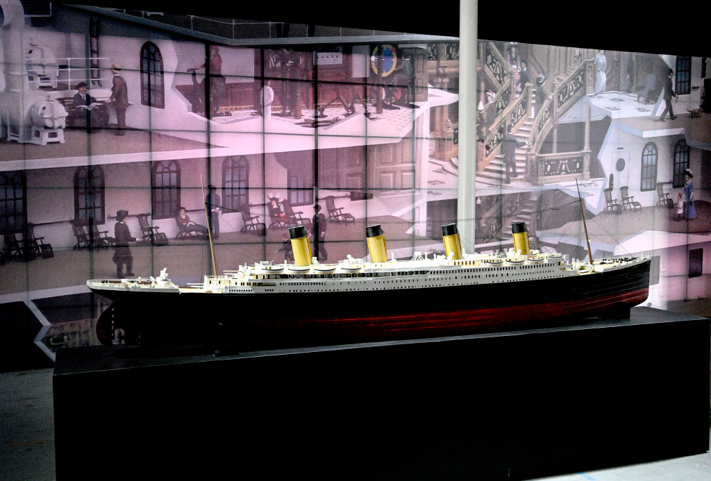 A model of the Titanic. 