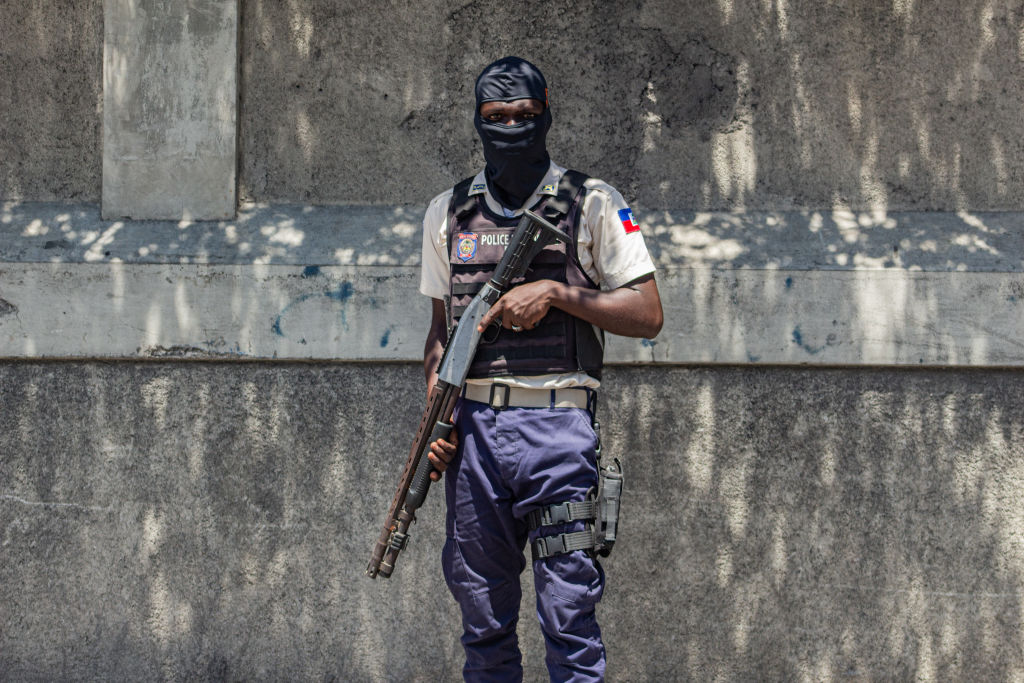 A police officer in Port-au-Prince.