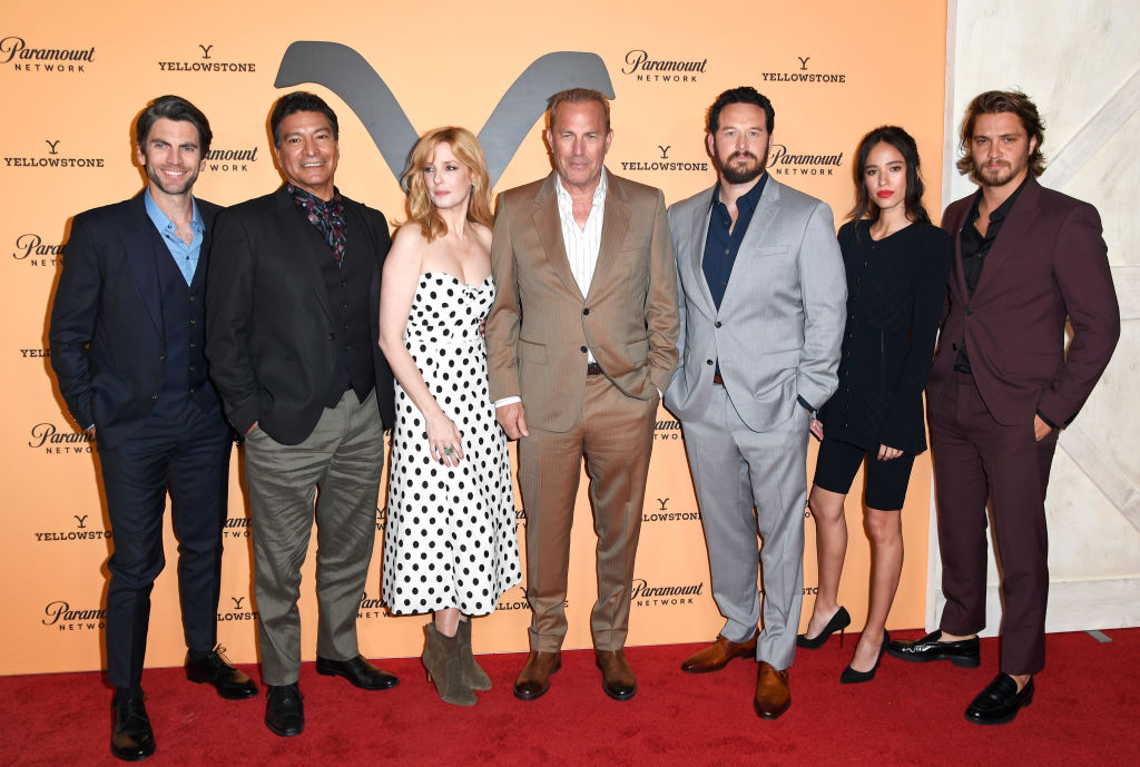 Wes Bentley, Gil Birmingham, Kelly Reilly, Kevin Costner, Cole Hauser, Kelsey Chow and Luke Grimes at the Yellowstone season 2 premiere