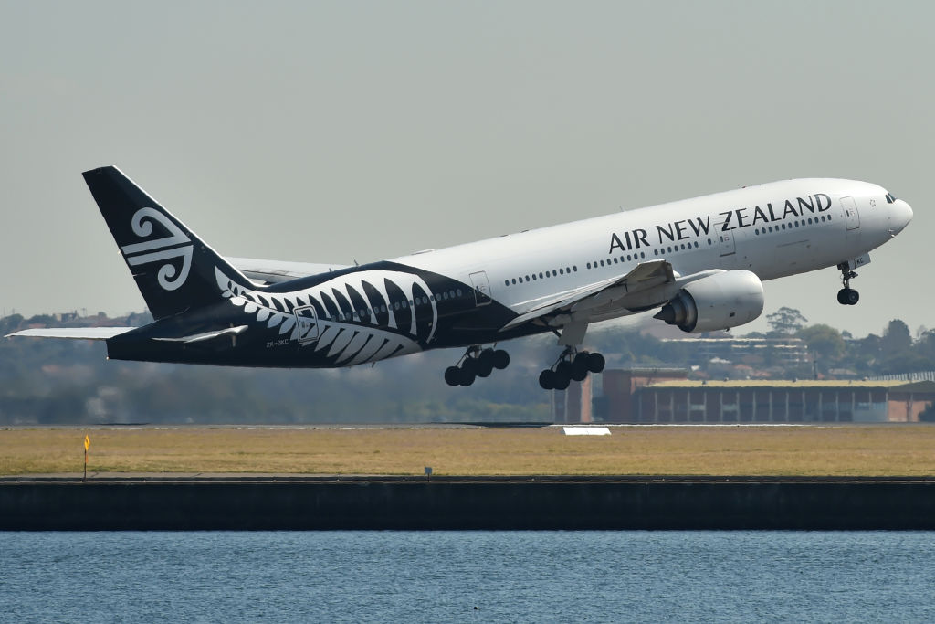 An Air New Zealand plane takes off from Sydney, Australia. 