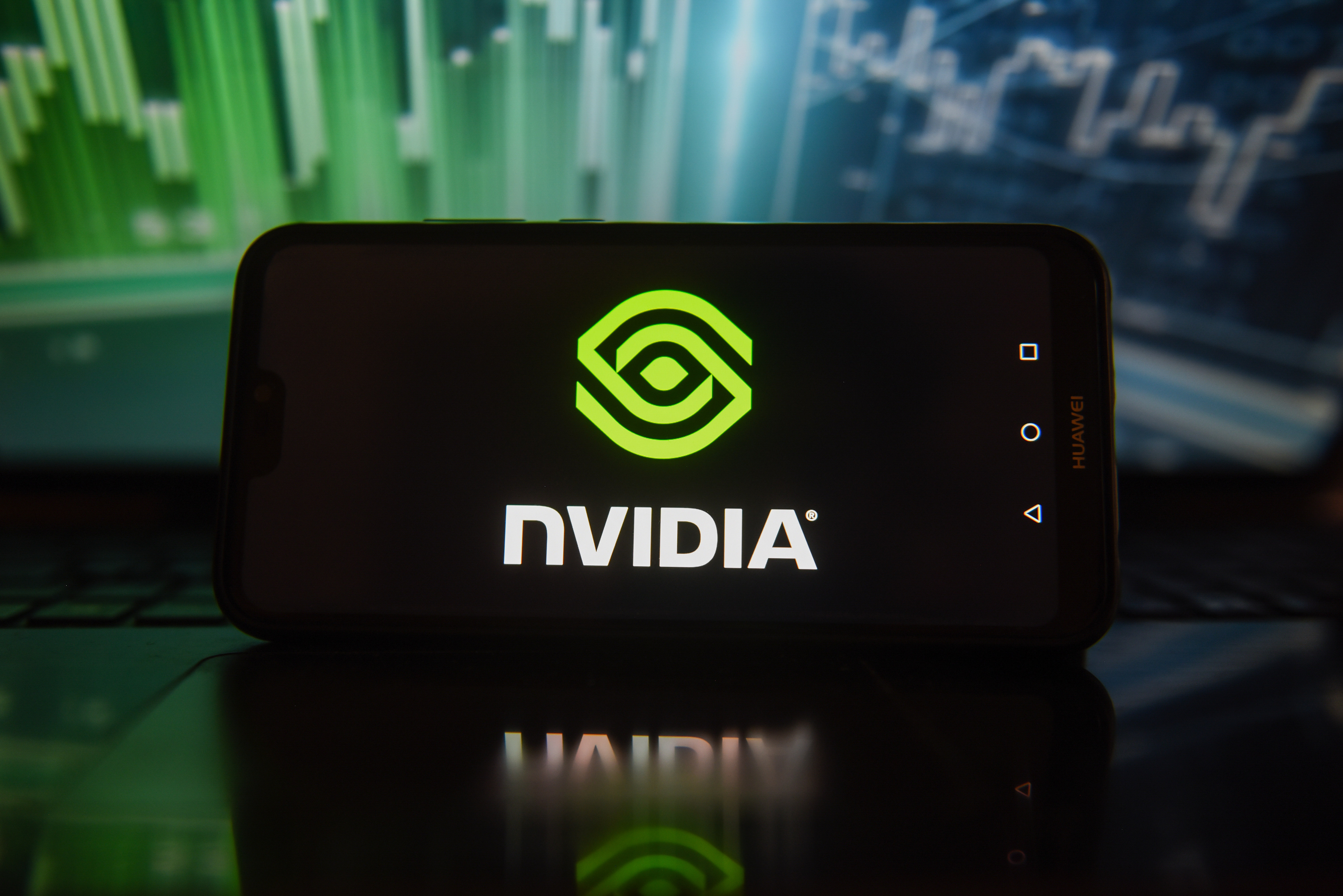 The Nvidia logo on a smartphone screen