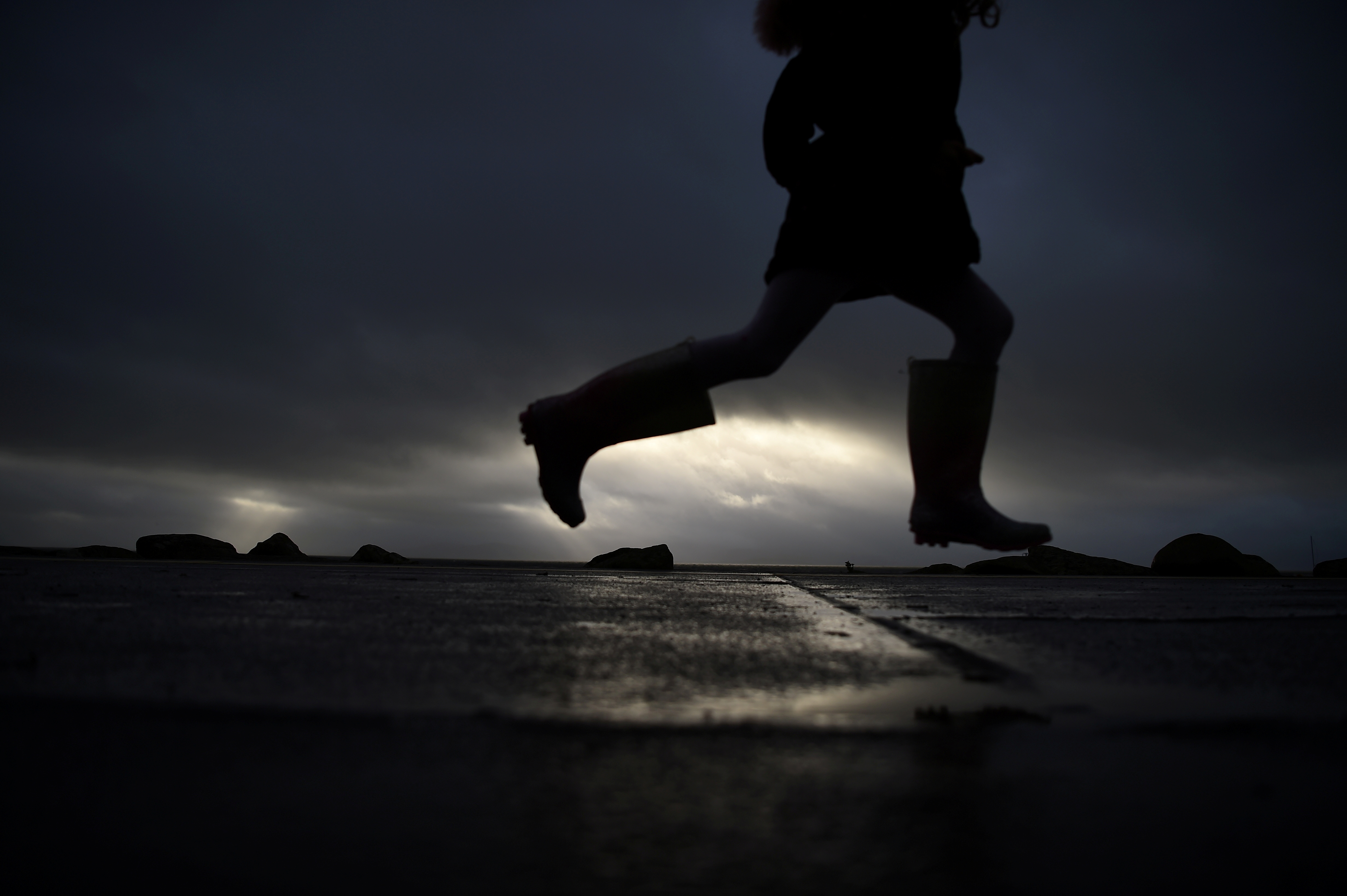 A girl running.