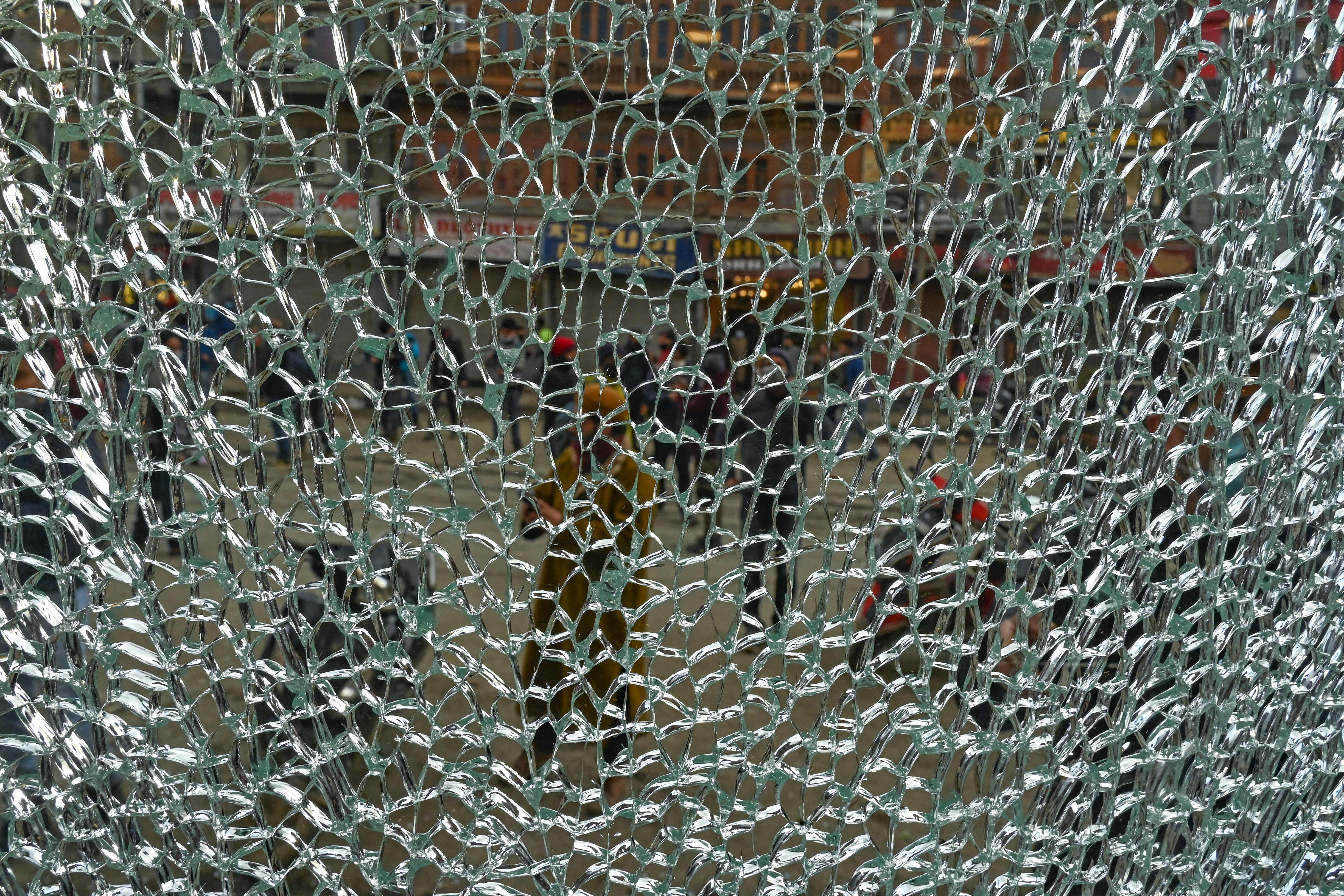 A broken shop window.
