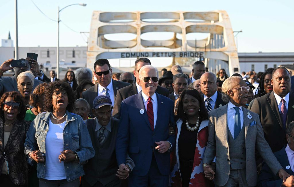President Biden with activists in Selma.