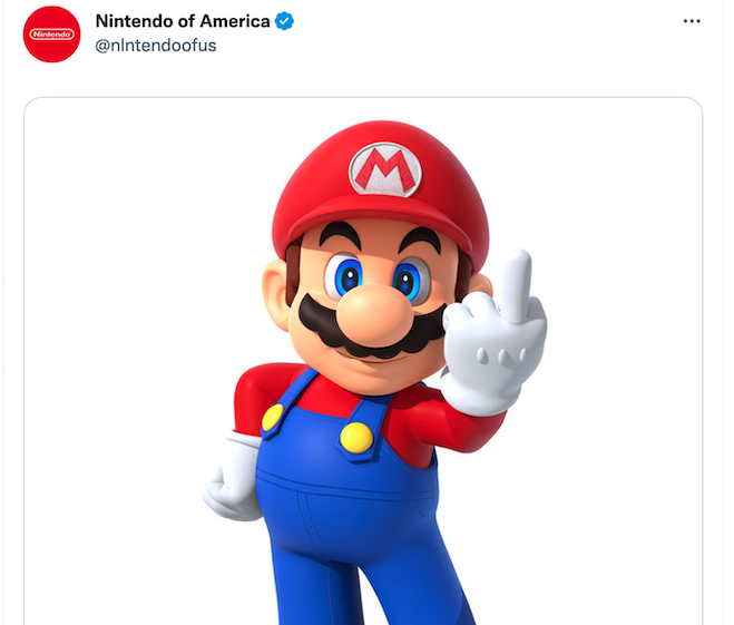 A fake Nintendo of America account on Twitter