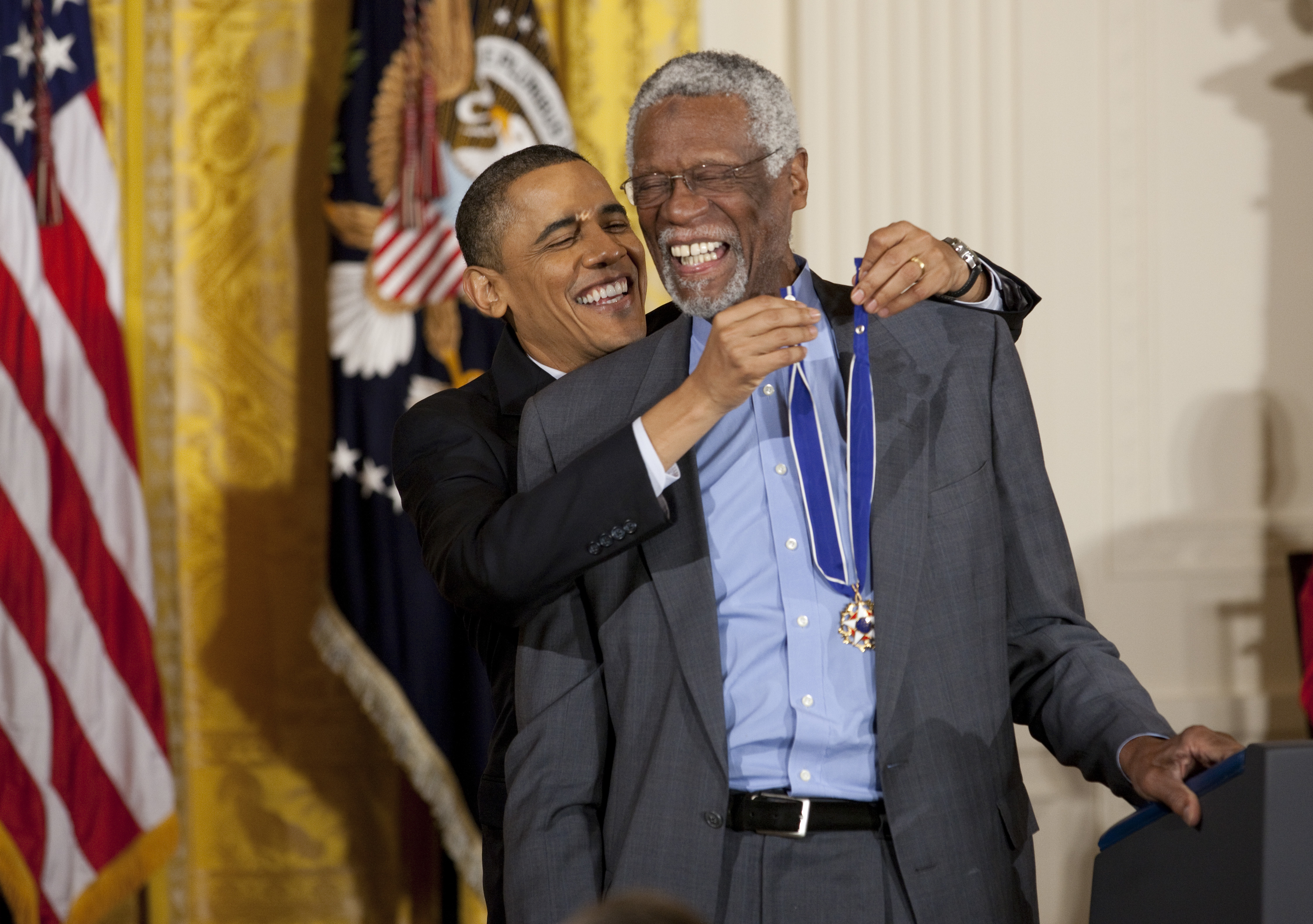 Bill Russell receives the Medal of Freedom from Barack Obama in 2011.