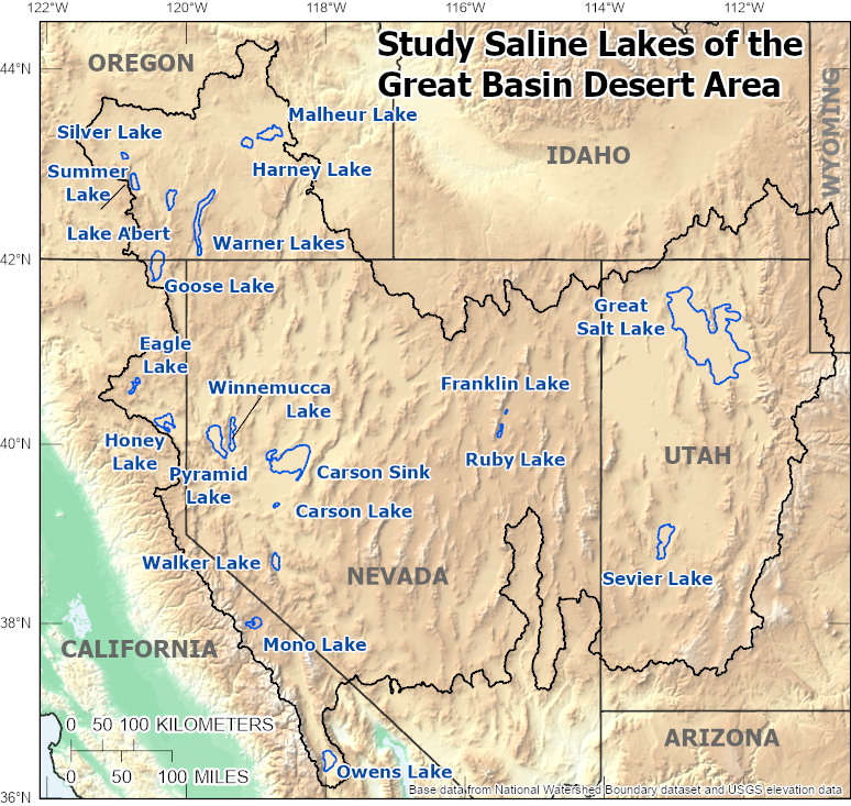 Map of Great Basin Saline Lakes