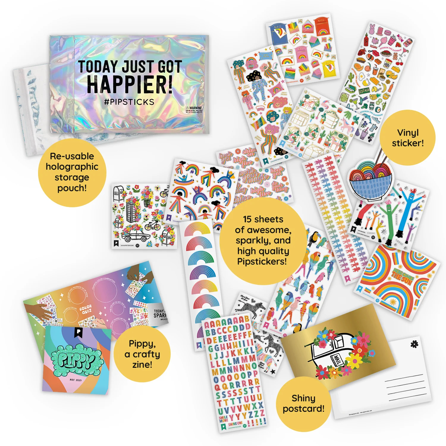 A sample of Pipsticks sticker club offerings