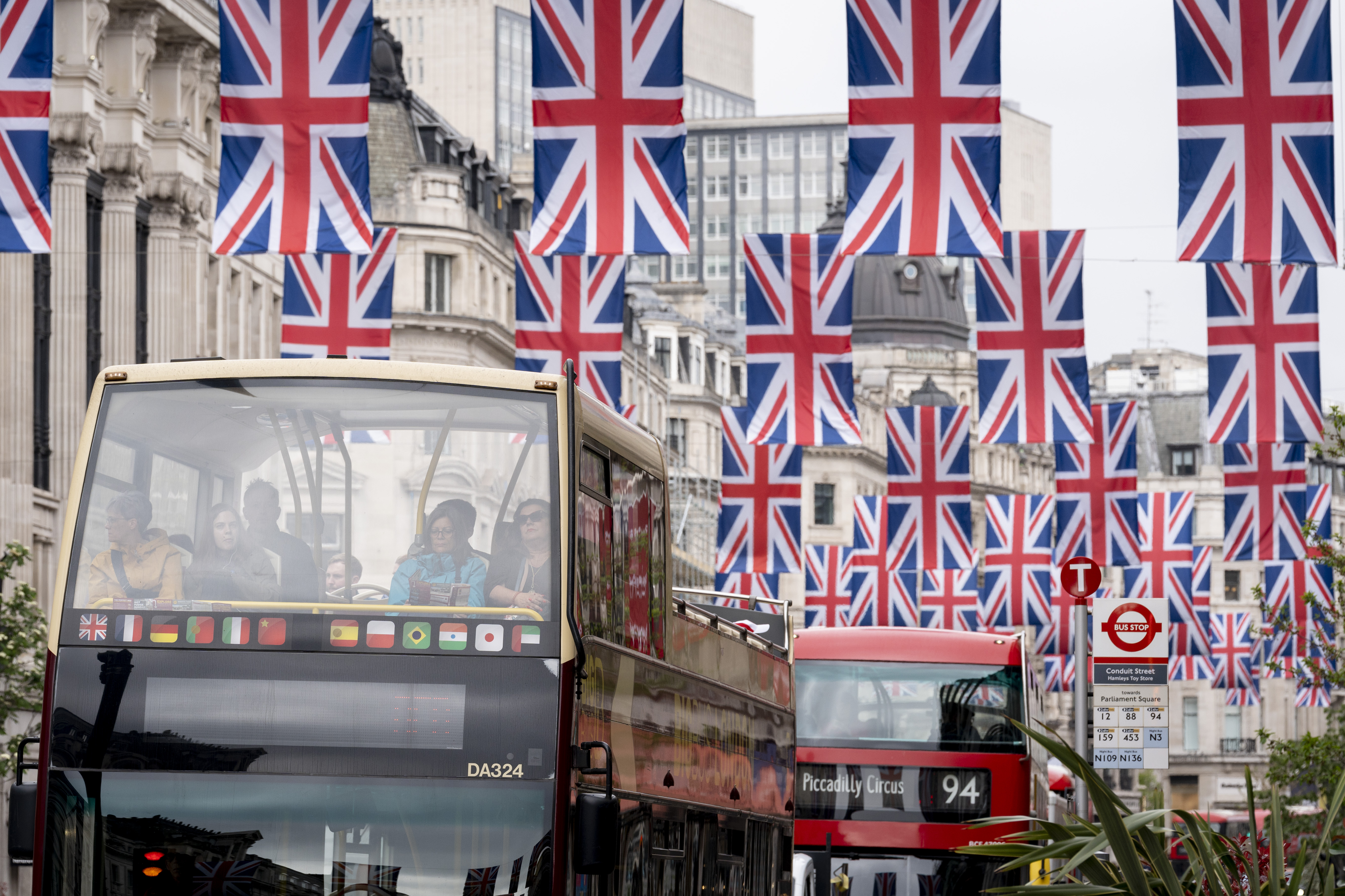 Union Jack flags flying in London