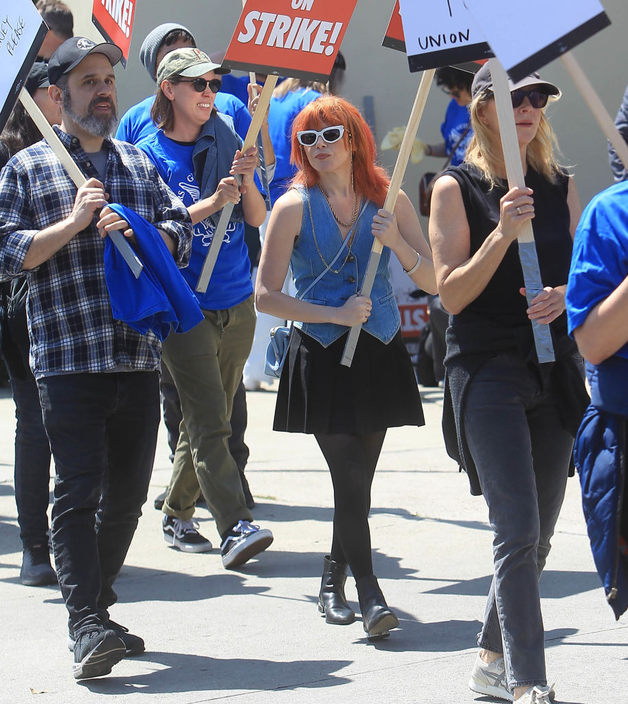 Natasha Lyonne on a writers strike picket line in Los Angeles