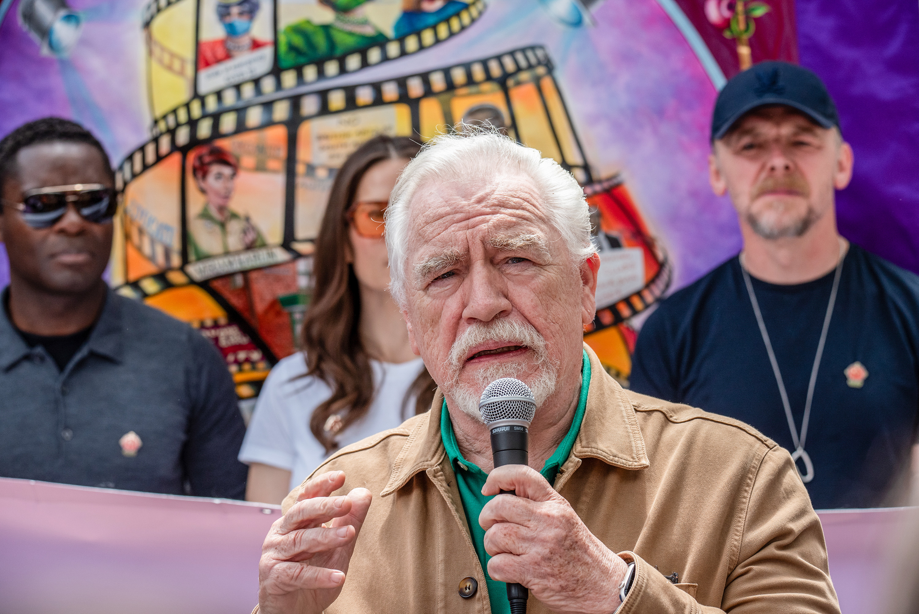 Brian Cox speaks at an Equity Union rally