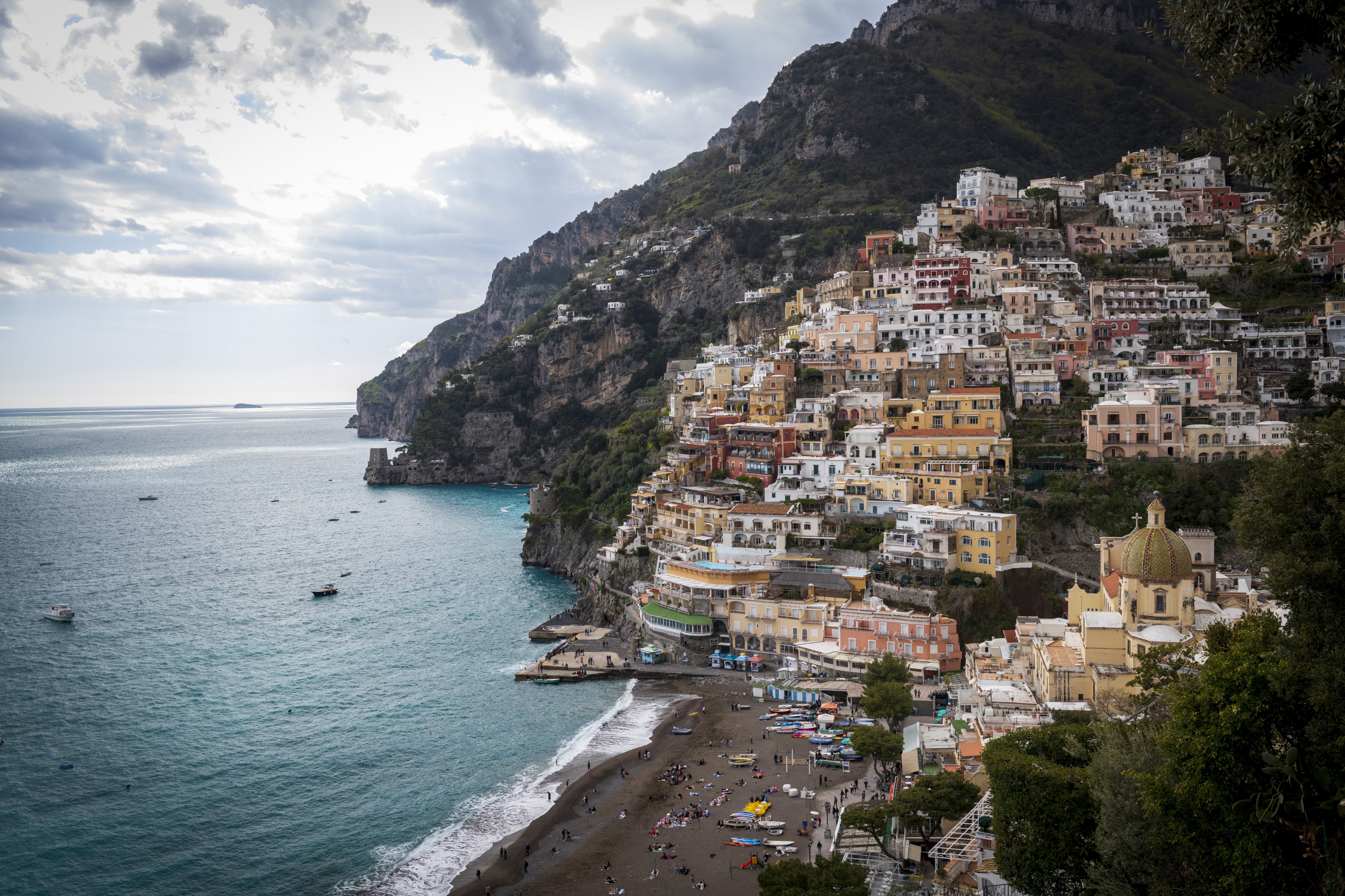 The cliffside village of Positano in Italy