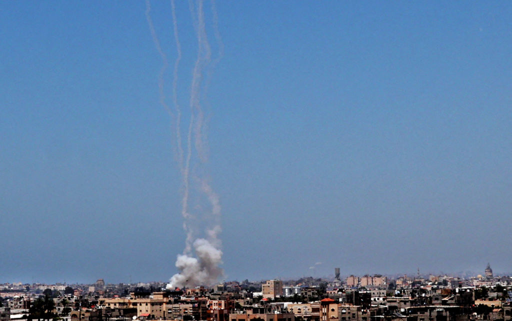 Rockets launched toward Israel.