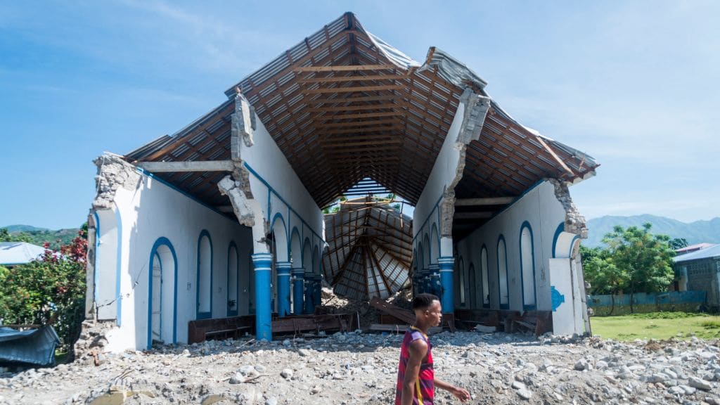 A destroyed church in Haiti.