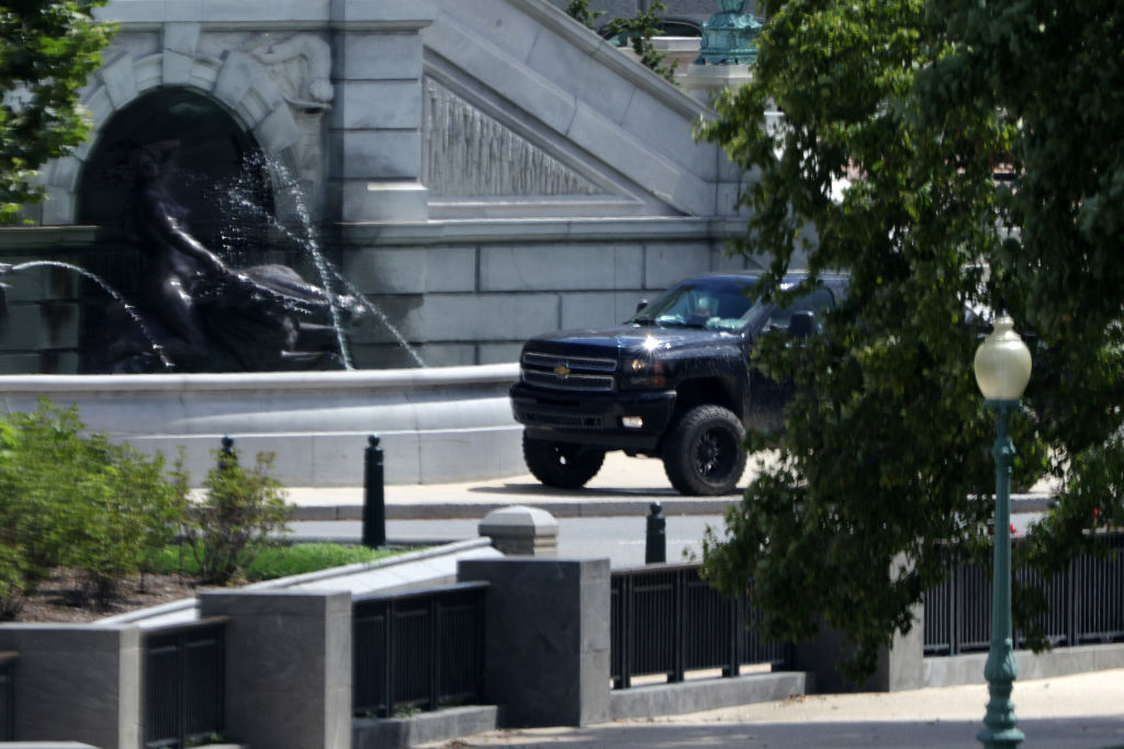 Pickup truck outside of the Library of Congress
