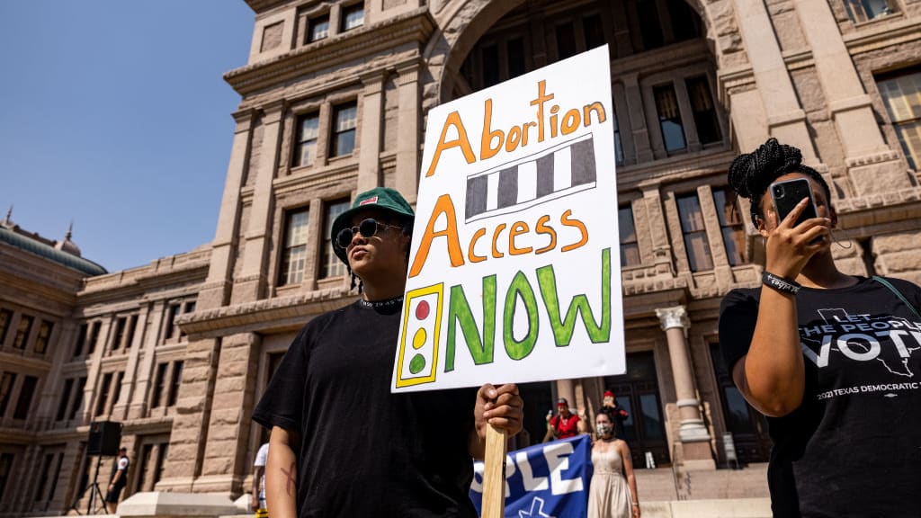 Supporters of abortion rights protest at the Texas State Capitol.