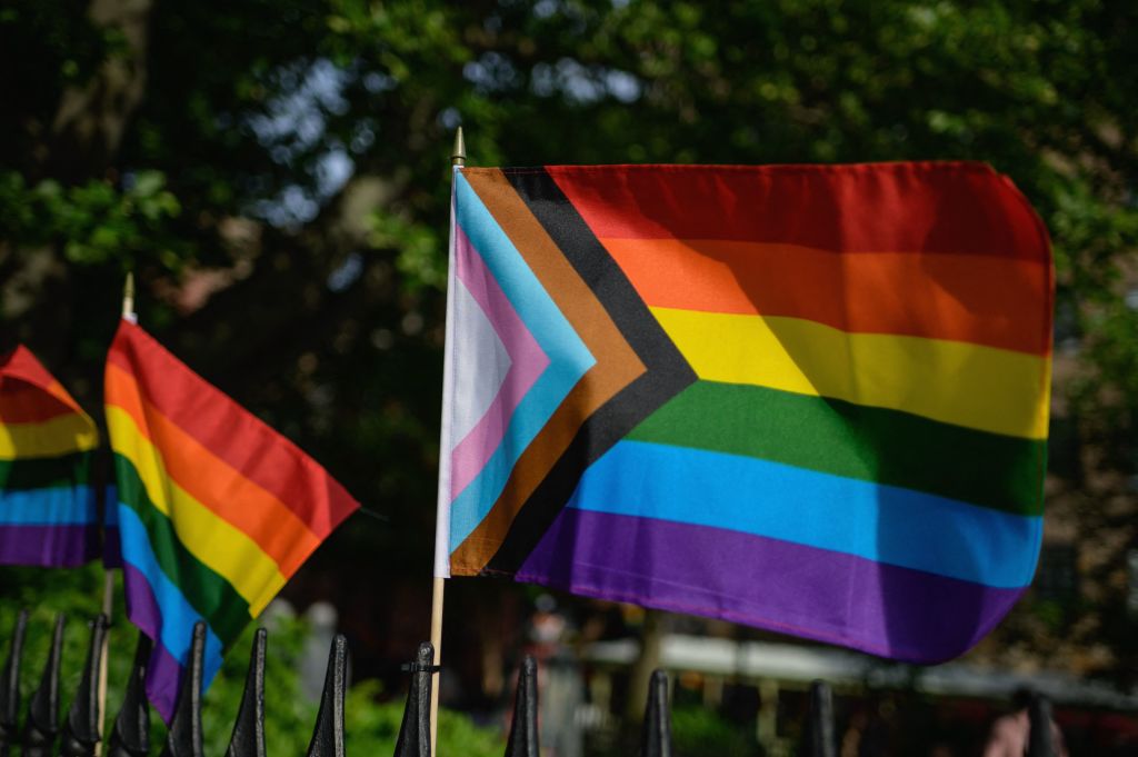 LGBTQ flags.