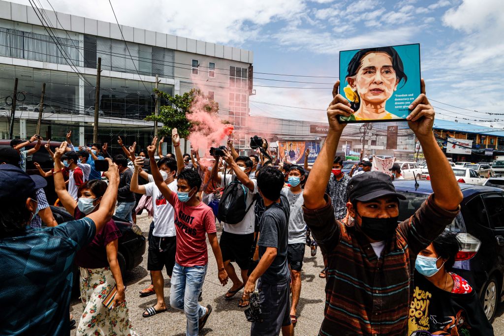 Myanmar protest for Aung San Suu Kyi