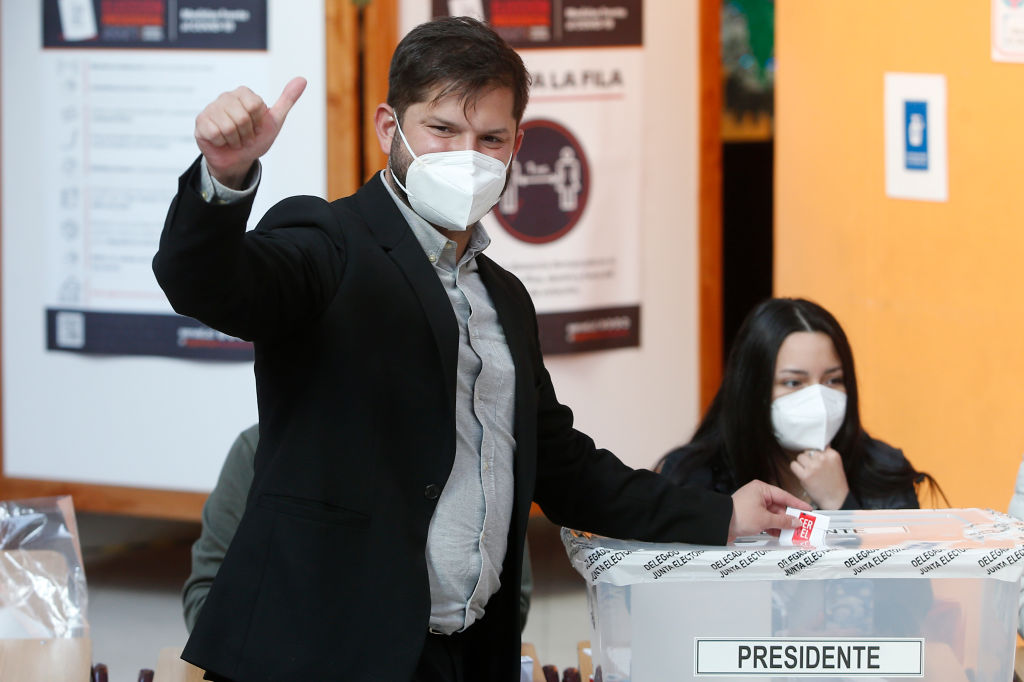Gabriel Boric voting in the Chilean presidential election