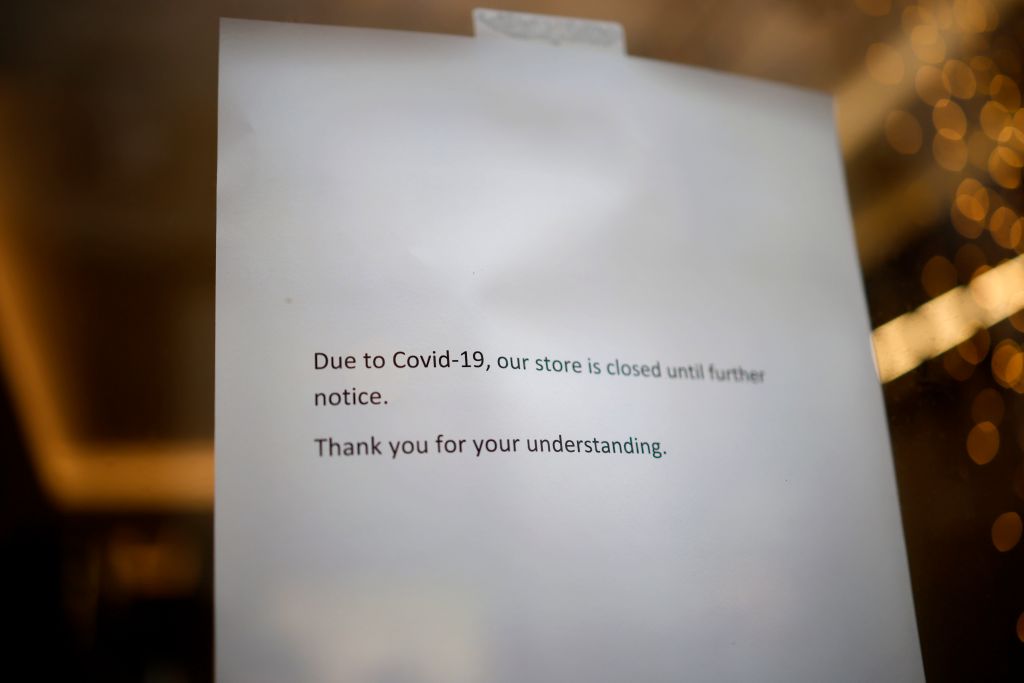 COVID-19 closure sign.