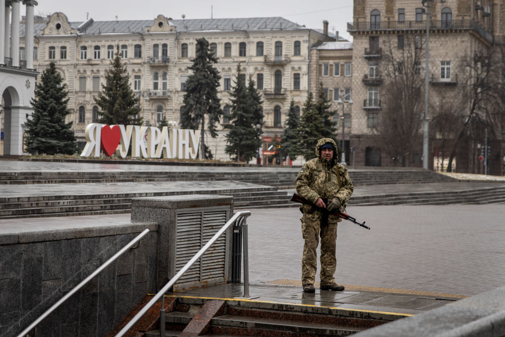 Ukrainian solider in Kyiv.