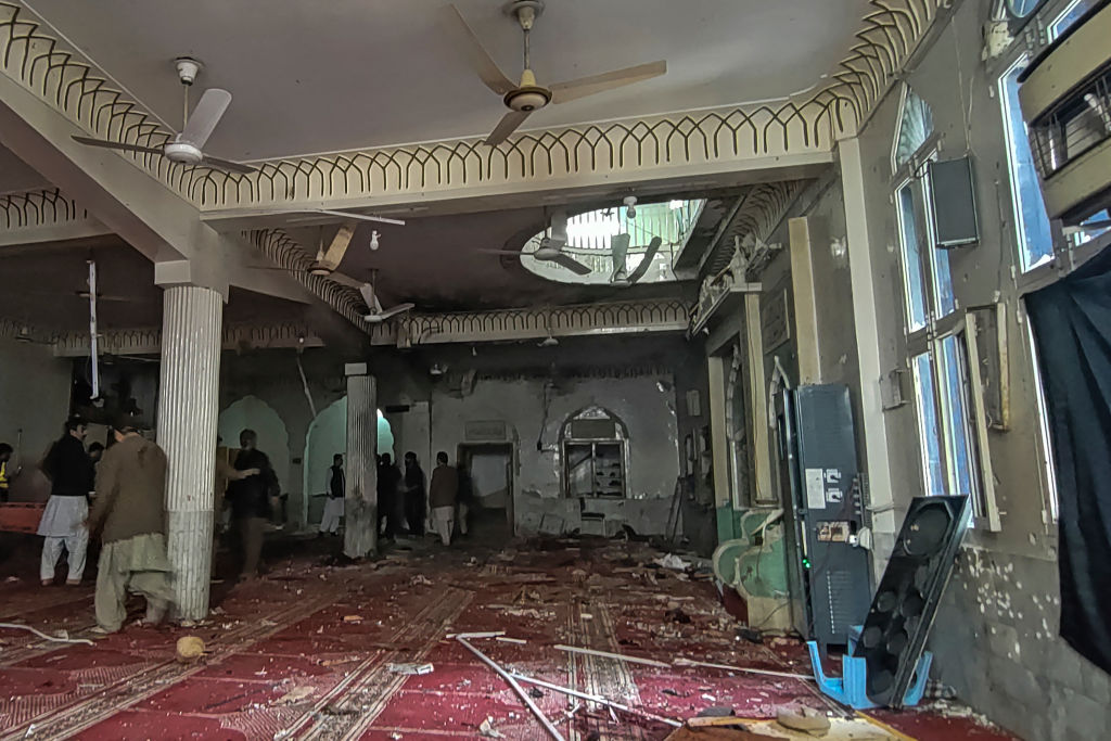 Bombed mosque in Pakistan.