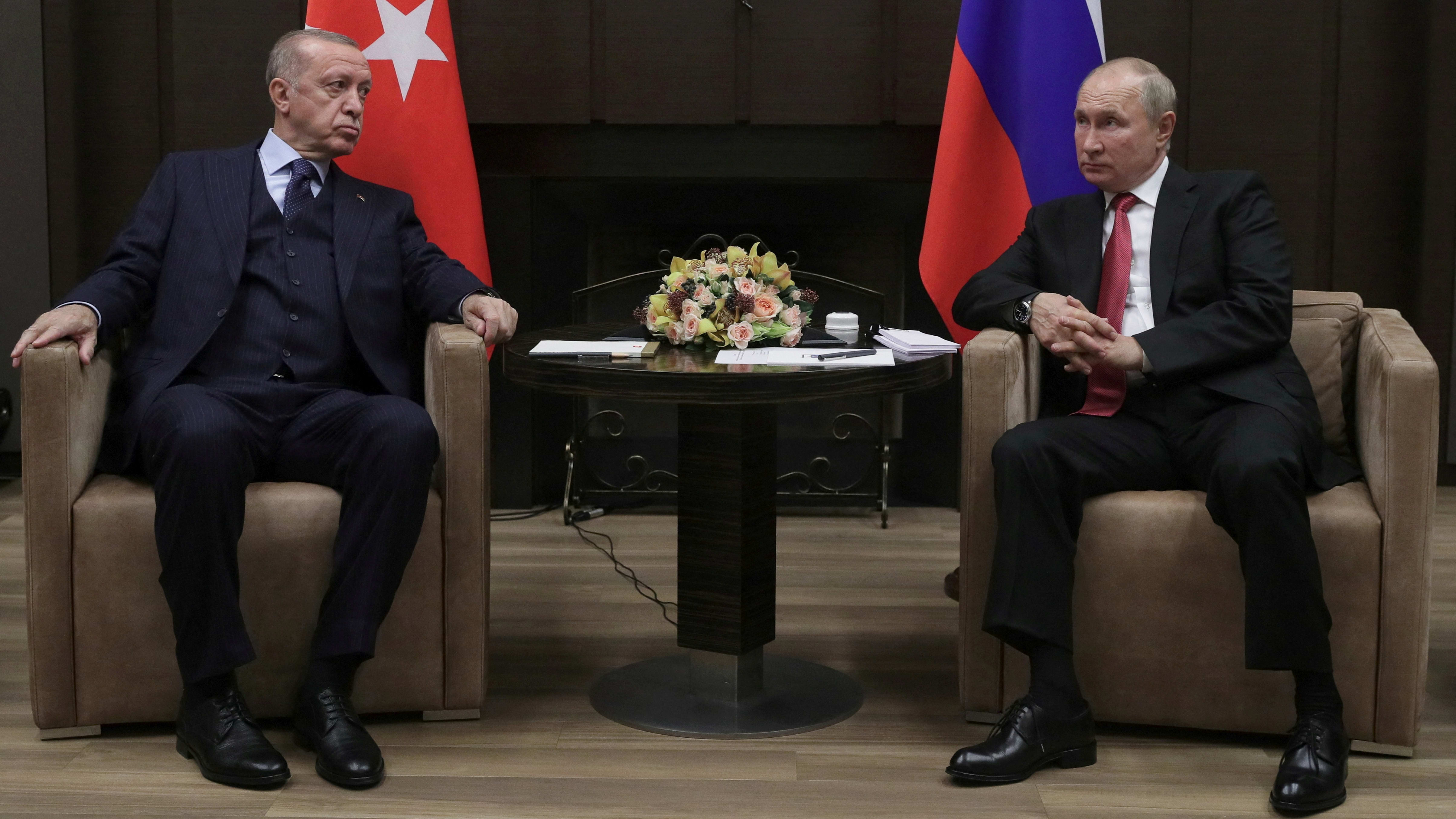 Russian President Vladimir Putin with Turkish President Recep Tayyip Erdogan.