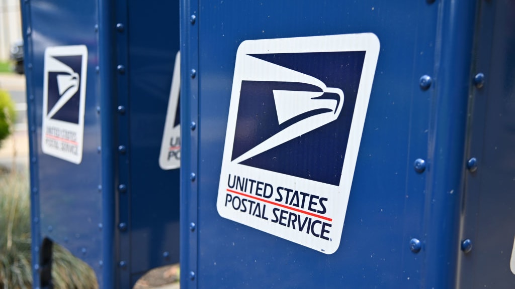 Mail boxes with the USPS logo.